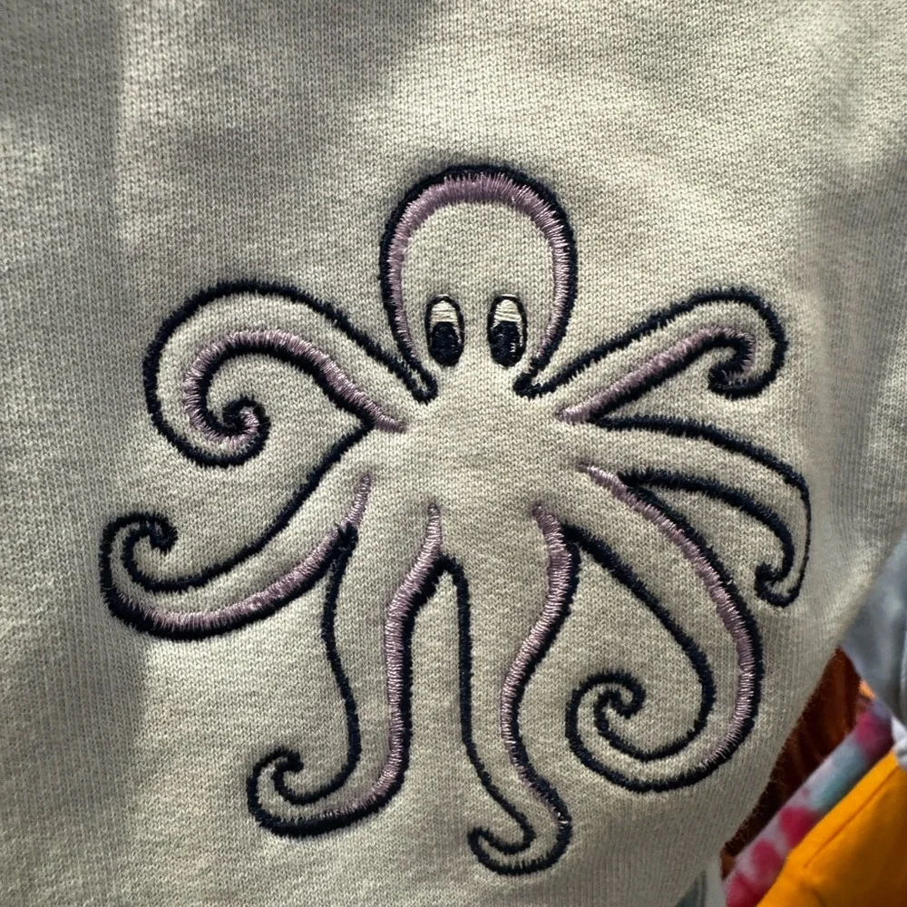 100% Organic Cotton Kids Octopus Embroidered Pajama Robe - 7/8/9/10 years - NWT